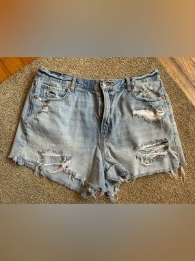 American Eagle Outfitters Light Blue Distressed Denim Shorts